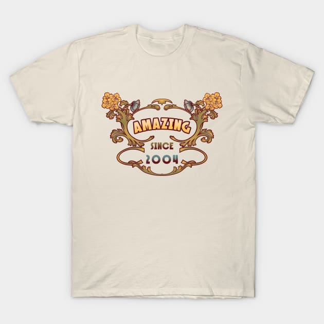 AMAZING SINCE 2004 vintage art nouveau retro 2000s T-Shirt by leepianti